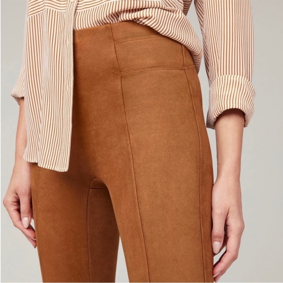 SPANX Pants - SPANX Faux Suede Leggings Rich Caramel Medium EUC